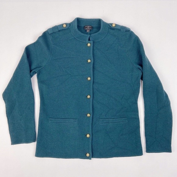 Talbots Merino Wool Button Up Gold Button Jacket Cardigan Small Petite PS - Picture 2 of 7